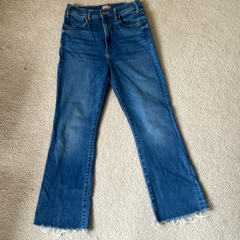 Mother denim petite “lil” Hustler Ankle Fray in wash Healing Jar size 28